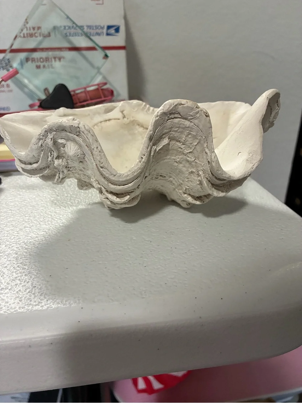 White Shell-Shaped Decorative Accent Bowl - Coastal Home Accent